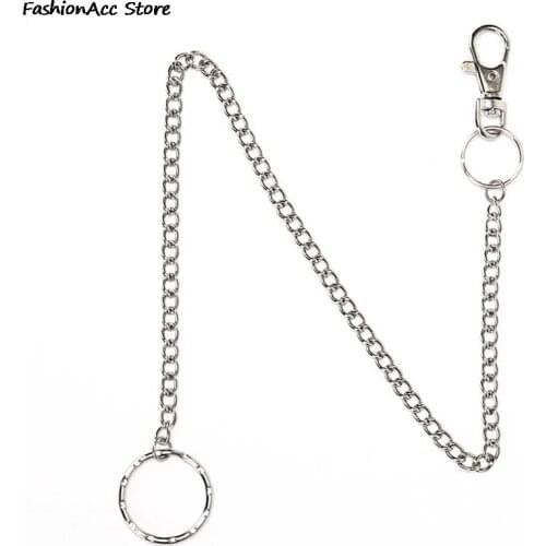 1PCS 38cm Metal Wallet Belt Chain Rock Punk Trousers Hipster Pant Jean Keychain New Ring Clip Keyring Mens HipHop Jewelry