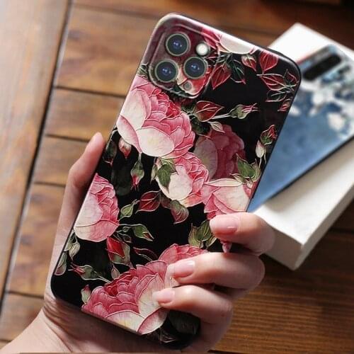 For iphone 12 11 Pro 11Pro 12Pro Max MINI 7 8 6s 6 s Plus Case Cover For Fundas iphone SE 2020 X XR XS Max 5 s 5s se Rose Cases