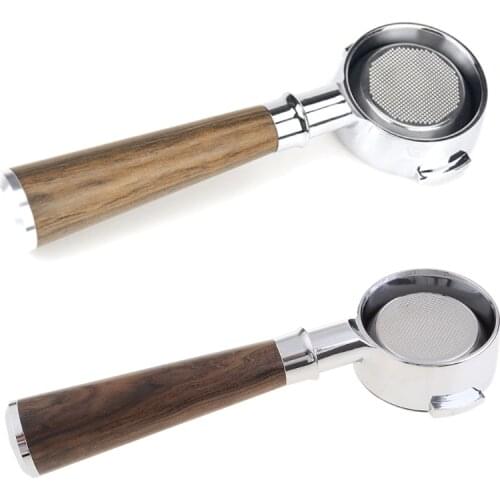 58mm Coffee Machine Filter Holder E61 Bottomless Portafilter with Wooden Handle