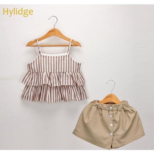 Hylidge Children Summer Clothing Girls Set Summer Outfit Princess Strap Sleeveless Top Short Pants Suit Toddler Girl Party Dress