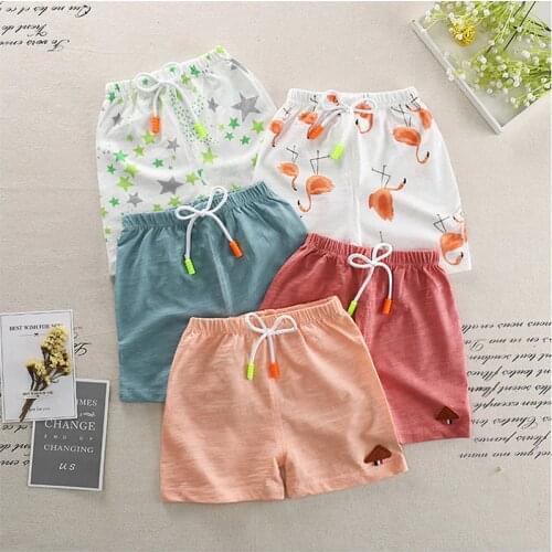 Summer Girls Shorts Children Cotton Printed Beach Short Kids Clothes Boys Panties Flamingos Toddler Baby Clothing Pants 1-5Years