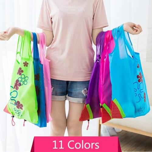 Environmental Creative Shopping Bags storage bag Handbag Strawberry Foldable Reusable Folding Grocery Nylon eco tote Bag