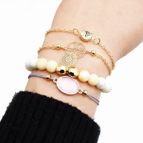 Exotic Bohemian Tree of life Map Resin Bead Multilayer Bracelet&Bangle For Girl Lady Crystal Link Chain Bracelet Bijoux Jewelry