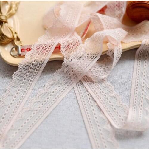 10 Meters Shrimp Pink Lace Trim Elastic Lace Ribbon Sewing Material Accessories 2.5cm Width