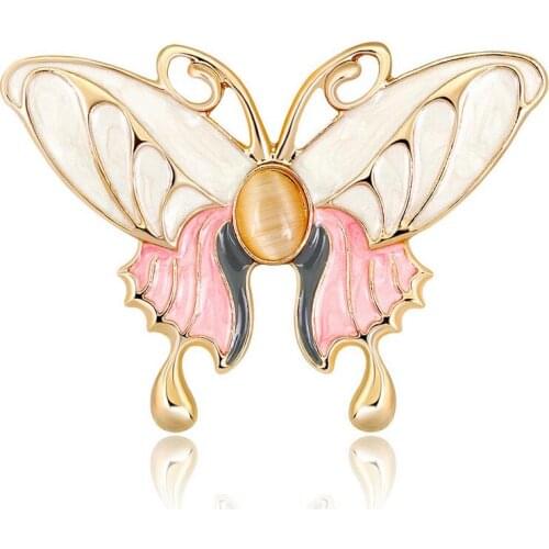 HC Elegant Enamel Butterfly Brooches Bridal Wedding Jewelry Delicate Opal Butterfly Women Fashion Brooches Badge Pins Corsage F