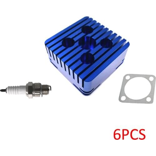 Pouvoir 6x CNC Blue Square Cylinder Head For Racing 66cc/80cc Engine Motorized Bicycle Bike