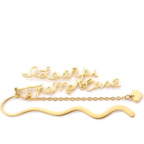 Custom Personalized Handwriting Signature Bookmark Gold Plated Letter Name Bookmark 925 Sterling Silver Anniversary Gifs