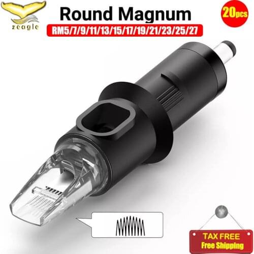 Hot Roud Magnum Cartridges Needles Fit for Tattoo Pen Gun Grip Machine Sterilized and Safe 7RM/9RM/11RM/13RM/15RM/17RM/19RM/21RM