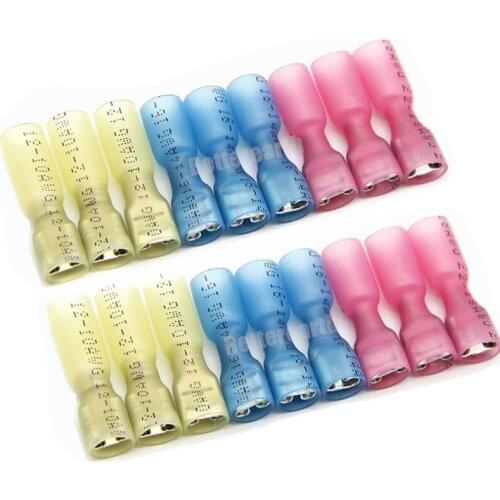 25PCS Heat Shrink Crimp Terminals Kit Insulated Butt Wire Connector Electrical Cable Female Docking Spade Terminal