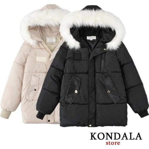 KONDALA Women Jackets Za Winter Autumn Casual Thick Coats Mujer Fur Sustans Parkas Women Bubble Coat Ropa De Invierno Mujer