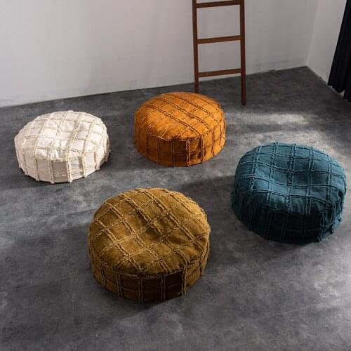 Cotton and linen washed canvas circular futon cushion The Nordic living room couch mound the tatami mat can unpick and wash