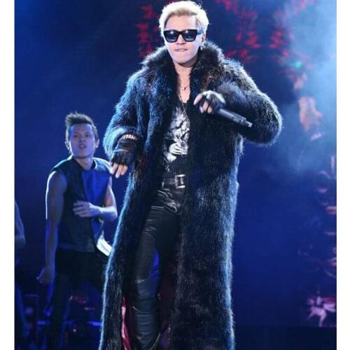 Male fox fur overcoat men trench fur coat mens autumn and winter plush thermal long design overcoat mens jaqueta couro masculina