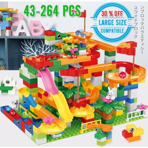 DIY Assemble Funnel Slide Marble Race Run Maze Ball Track Bricks Toys For Children Building Blocks Set Base Plate Kids Gift