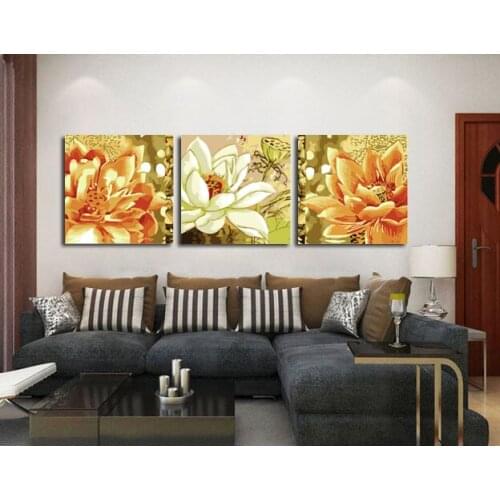 DIY 50x50cm 3Pcs Paint By Numbers Flower Sea Landscapes Home Decoration Oil Painting By Numbers Full Set For Adults
