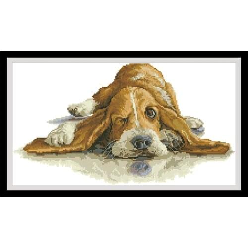 Cute Puppy Counted Cross Stitch Patterns Kits Printed Embroidery Needlework Sets 11CT 14CT Diy Cross-Stitch Home Decor Paintings