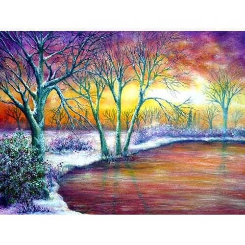 Color tree Cross Stitch Embroidery Kits scenery Cotton Thread Painting Diy Needlework Dmc New Year Home Christmas Gift