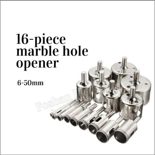 16pcs 6mm-50mm Diamond Coated Drill Bit Set Tile Marble Glass Ceramic Hole Openner Saw Drilling Bits For Power Tools