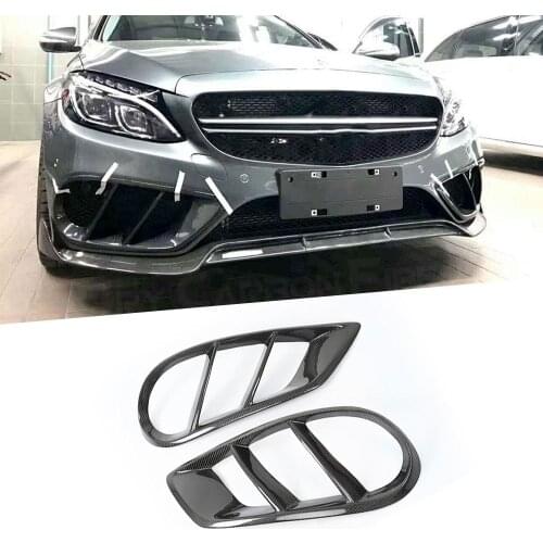 For C Class Carbon Fiber Front Bumper Air Vent Cover Trim for Benz W205 C43 AMG C200 Sport 15-2018 Foglamp Mesh Grill FRP