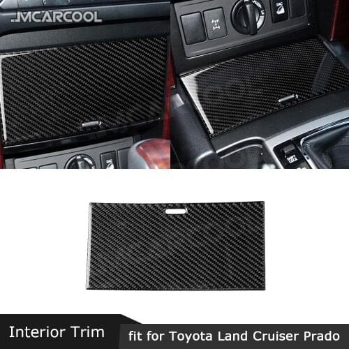 Car Cigarette Lighter Water Cup Panel Trim Cover Sticker For Toyota Land Cruiser Prado 2010-2018 Carbon Fiber Accessories