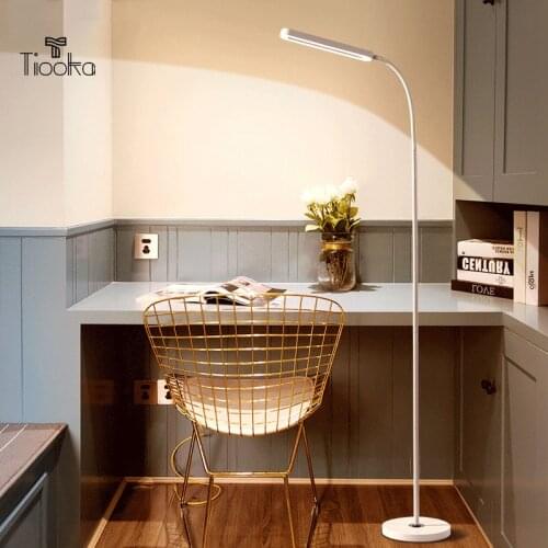 Tiooka Minimalist Long Pole Floor Lamp with Button Switch Rotatable Black White Stand Lighting 10W Remote ControlReading Lamp