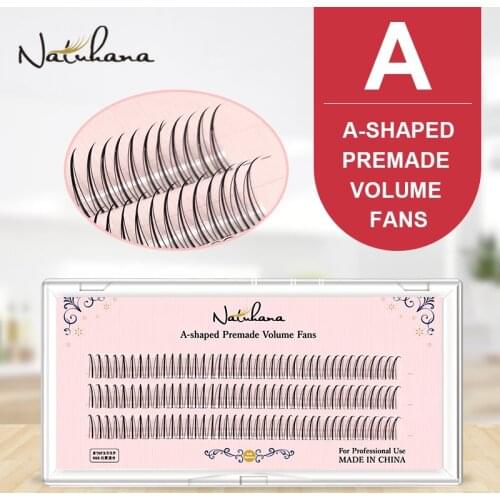 NATUHANA A/M Shape Individual Premade Volume False Lashes Cluster Natural Fluffy Eyelashes 3d Mink Eyelash Extension Makeup