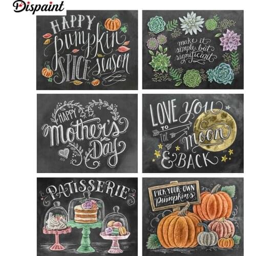 Dispaint Full Square/Round Drill 5D DIY Diamond Painting "Black Board Text" 3D Embroidery Cross Stitch 3D Home Decor Gift