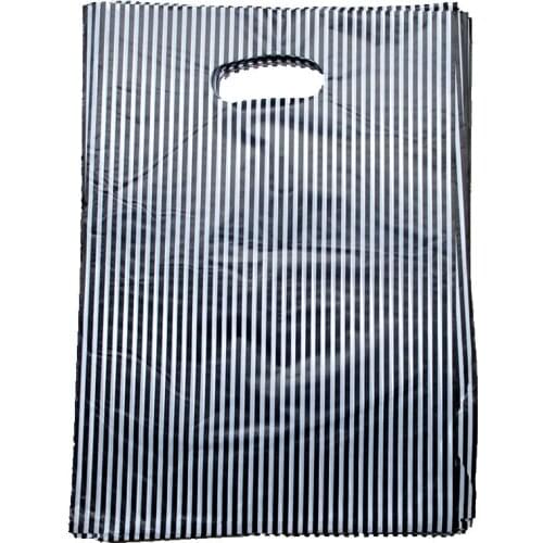 New Arrival Plastic Useful Boutique Gift Bags 100pcs/lot black & White Striped Packing Carrier bags 25*20cm153512