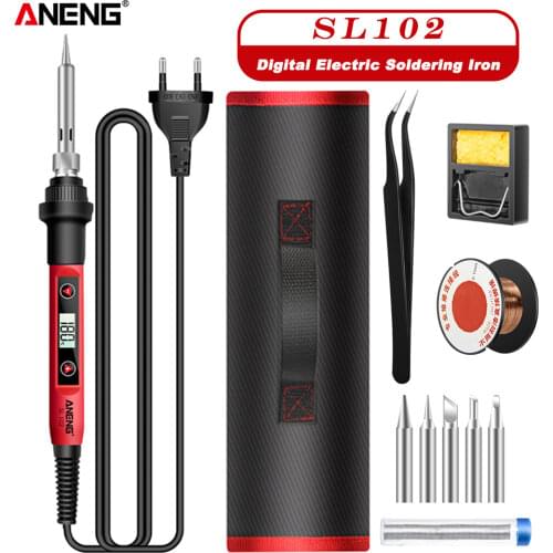 ANENG SL102 Electric Soldering Iron US/EU Plug Adjustable Temperature 220V Digital Display Welding Tool Portable Electrocautery