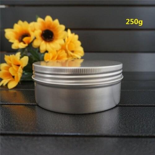 250g 100*42mm Silver Empty Round Aluminum Box Metal Tin Cans 250ml Cosmetic Cream DIY Refillable Jar Tea Aluminum Pot