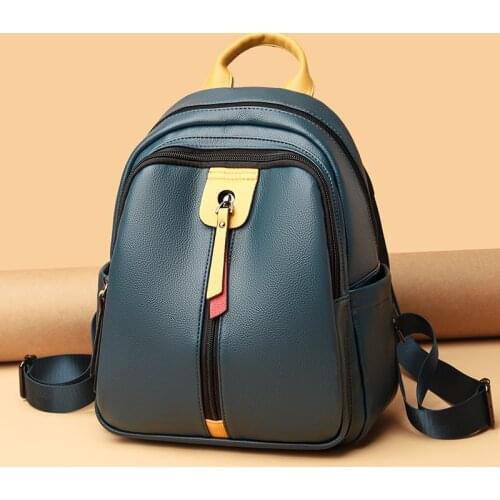 Luxury Pu Leather Womens Backpack Large Capacity Casual Backpack Vintage School Bags for Girl Knapsack 2021 New Fashion Bagpack