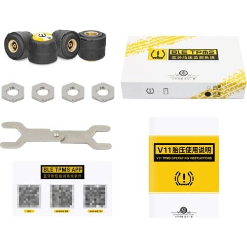 V11 Car TPMS Tire Pressure Monitoring System Bluetooth 4.0 BLE TPMS for iOS / Android Phones 4PCS Car Tire Pressure Detector