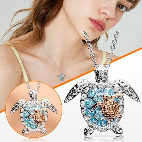 Personalized Necklace Metal Full Diamond Micro-Inlaid Zircon Jewelry Female Cute Tortoise Necklace Gift For The New Year Collare