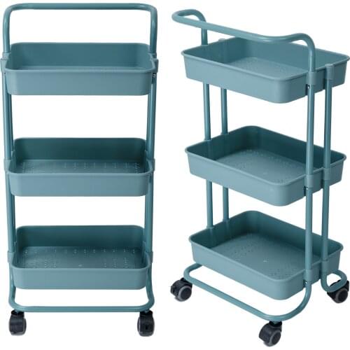 3 Tiers Rolling Utility Cart Kitchen Trolleys Organizer with Lockable Wheel Handle Multifunction Heavy Duty for Kitchen Bedroom