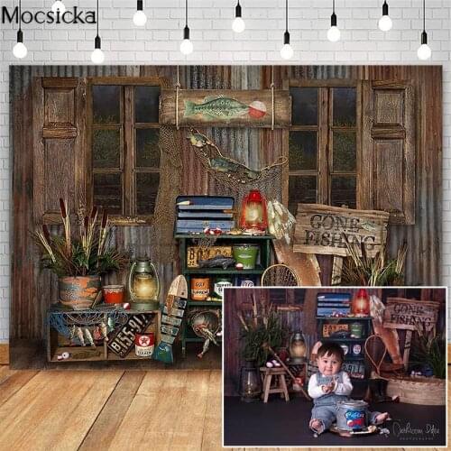 Bait Shop Theme Cake Smash Photography Backdrops Boy Children 1st Birthday Decoration Photo Props Studio Booth Background