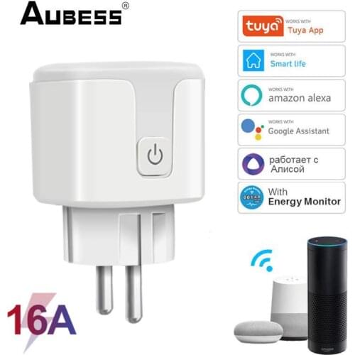 Tuya WiFi EU Smart Plug 16A 220V Adapter Wireless Remote Voice Control Power Monitor Timer Socket for Google Home Alexa Dropship