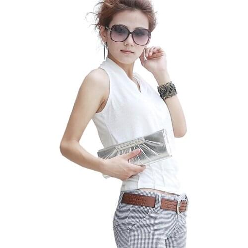 Gowyimmes 2018 New Big Size Elastic Women V collar Cotton Bright Top Sexy Sling Vest Crop Tops Lady White Camis Tank Brief P024