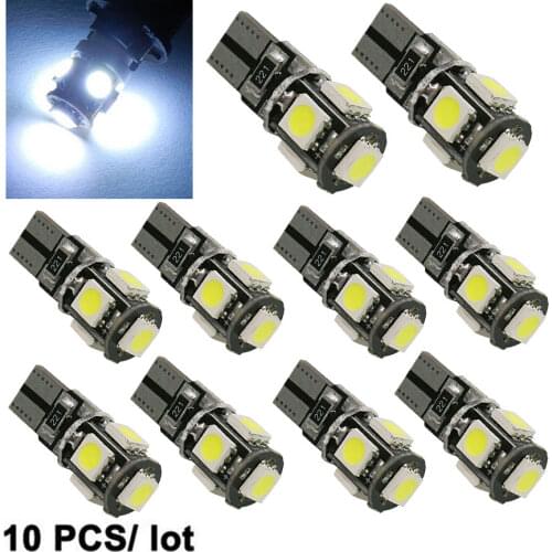 YCCPAUTO 10Pc T10 LED Canbus Bulbs 194 501 W5W 5050 5SMD Car LED Marker Light Clearance Lamp 12V