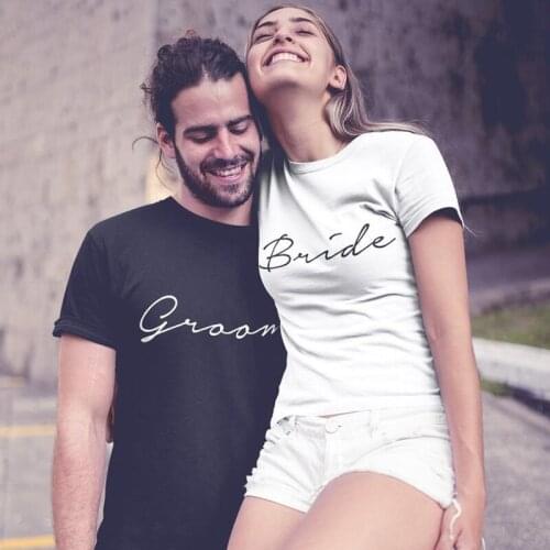 Funny Party Tees Tops Honeymoon Gift Tshirt Bride and Groom Couples Matching T-shirts Unisex Summer Casual Letter Print