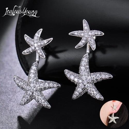 New Two Wear Star Shape Drop Earrings for Women Inlay Zirconia Silver Color Wedding Party Long Earrings Jewelry Gift Accessories