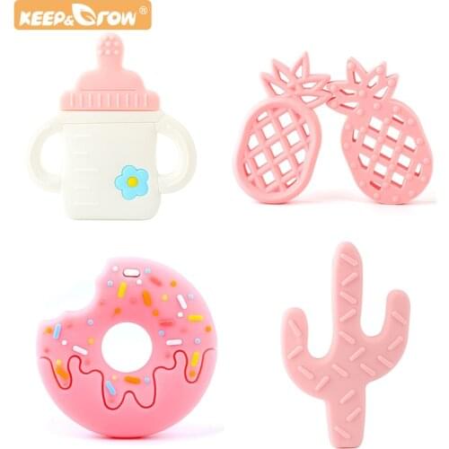Keep&Grow Wholesale 10pcs Baby Silicone Teether Cartoon Animal Teething Product Making Pacifier Chain Accessories Chewing Toys