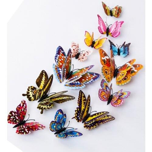 12Pcs/set Luminous butterfly Wall Sticker living room Butterflies for wedding Party decoration Home 3D Fridge stickers wallpaper