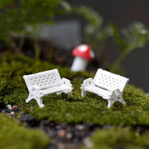 2pcs Mini White Chair Fairy Garden Ornament Decoration Resin Crafts DIY Bonsai Terrarium Figurines Mini Garden Accessories