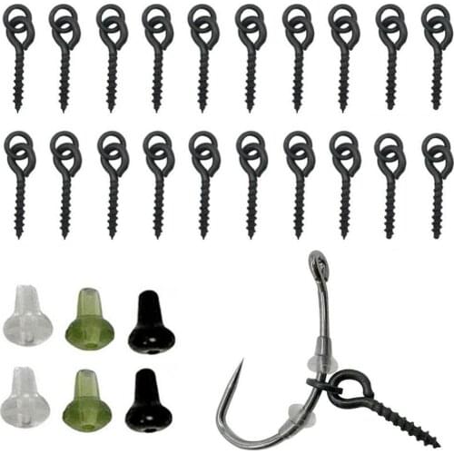 20PCS Boilies Bait Screw With Ring Fishing Carp Material For Carp Fishing Tackle Zig Chod Rig Carp Fishing Accessories Kit