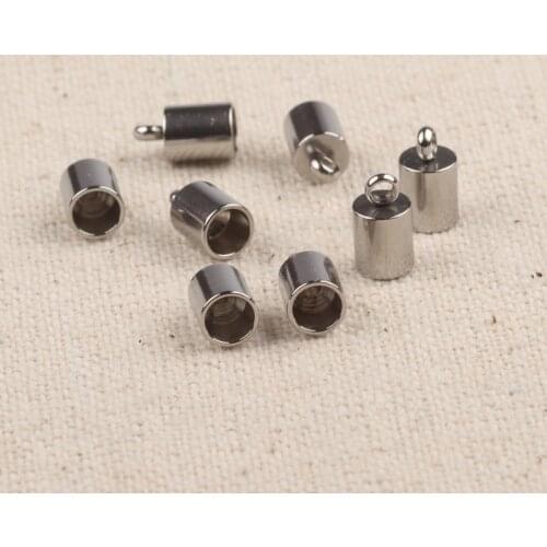 20pcs fit 3mm 4mm leather cord end caps stainless steel findings for jewelry pendants making