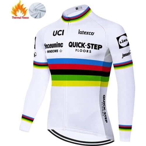 QUICK STEP team cycling jersey long sleeve tenue cycliste homme pro team 2021 Winter Thermal Fleece mayot ciclismo hombre