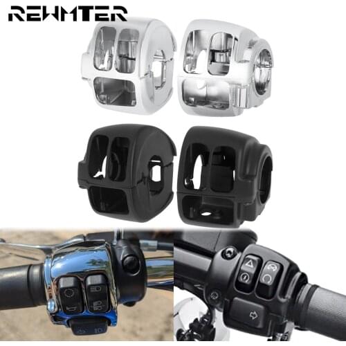 2xMotorcycle Handlebar Controls Switch Housings Cover Black/Chrome For Harley Softail Dyna Sportster XL 1200 883 Fat Boy FLFB