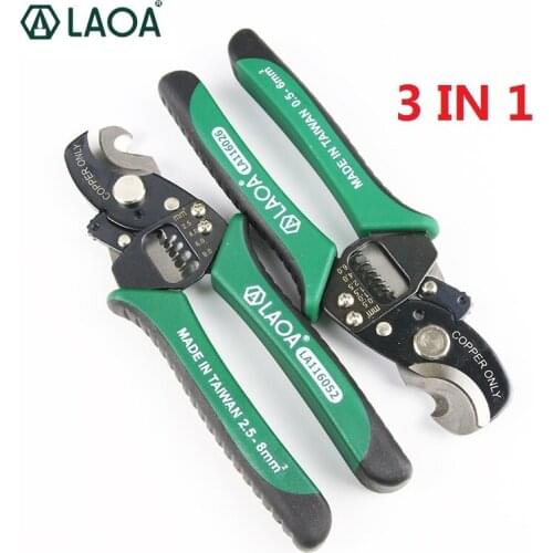 LAOA High Quality Cable Wire Stripper Cutting Cable Paring Wires SK5 Material 3 in 1 Multifunction Electrician Pliers