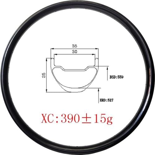 390g 26er MTB XC carbon rim 35mm wide 25mm deep Hookless disc Wheels T700 T800 UD 3K 12K 24H 28H 32H cross country mountain bike