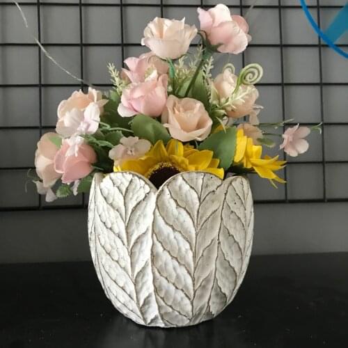 3D Tree Leaf Concrete Garden Decorating Silicone Planter Molds Handmade Flower Pot Making Cement Vase Mould