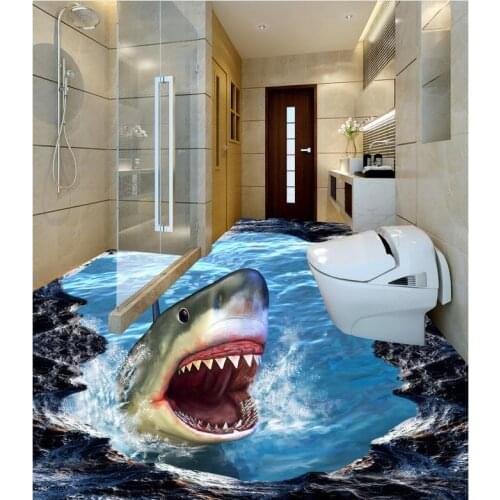 Bathroom 3d wallpaper floor 3D wall murals wallpaper floor Floor wallpaper 3d for bathrooms dolphin Home Decoration